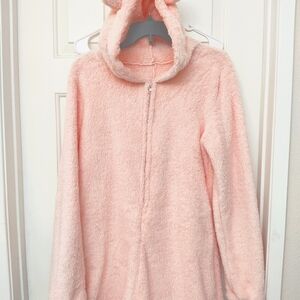 Cozy woman's plus shorts jumpsuit with cat ear hoodie